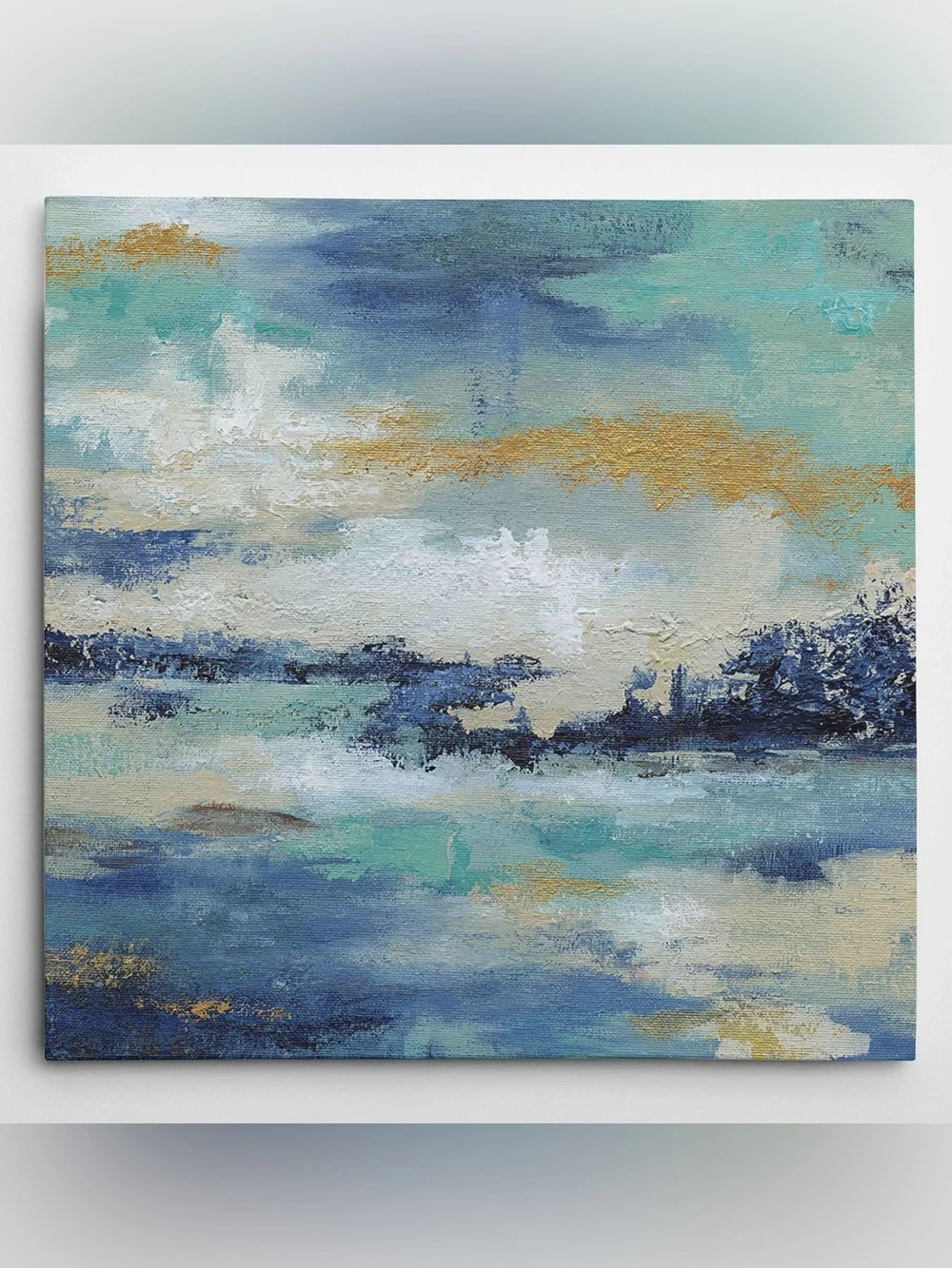 16” Sea Isle II by Nan Beach Coastal Abstract Canvas Wall Art Ocean Decor Gold